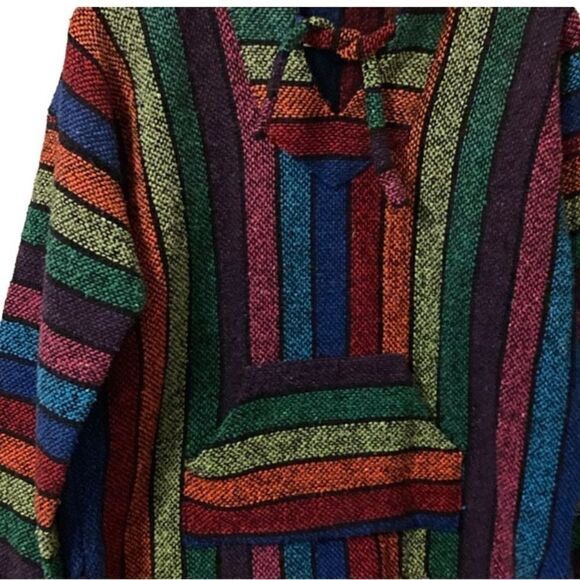 ART-MAZ Vintage Rainnbow Woven hoodie sweater Medium - Picture 2 of 5